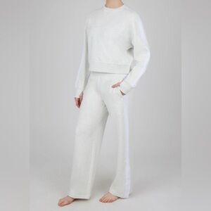 Yogalicious cloud plush sweatshirt and wide leg bottom pant set with Side Stripe